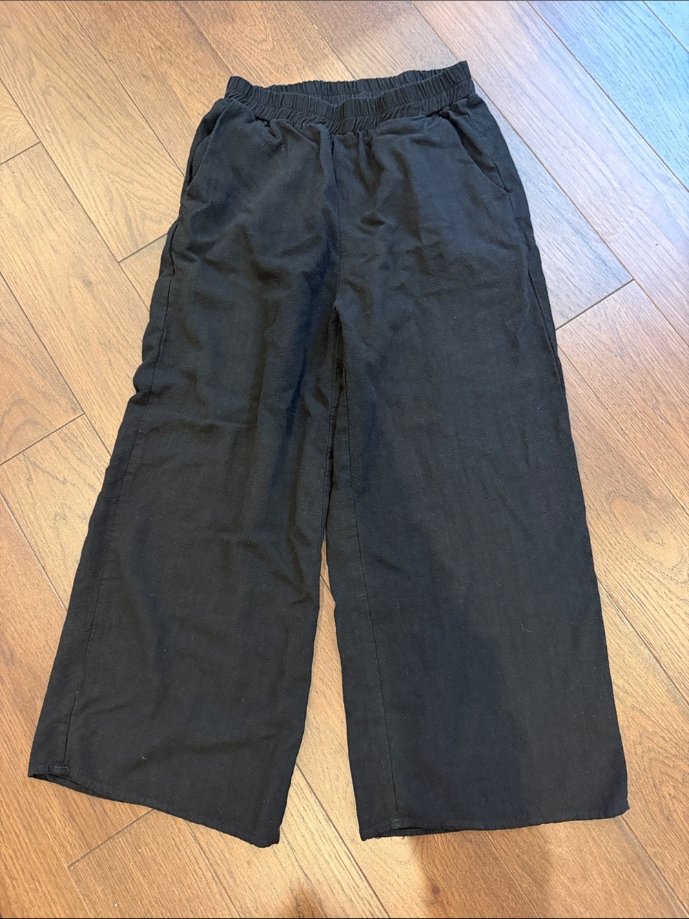 Automet Black Wide-Leg Elastic Waist Joggers Size Small - C72-047
